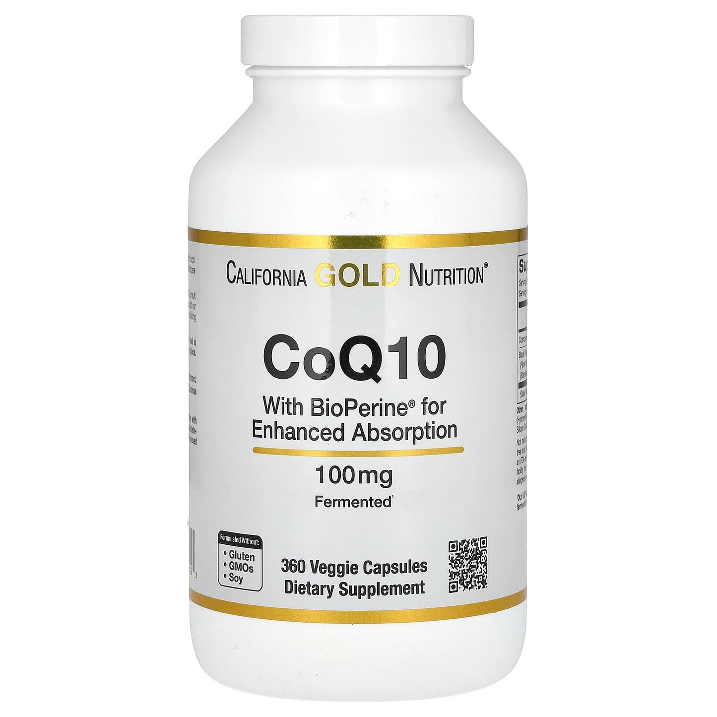 California Gold Nutrition, CoQ10 with Bioperine®, 100 mg, 360 Veggie Capsules