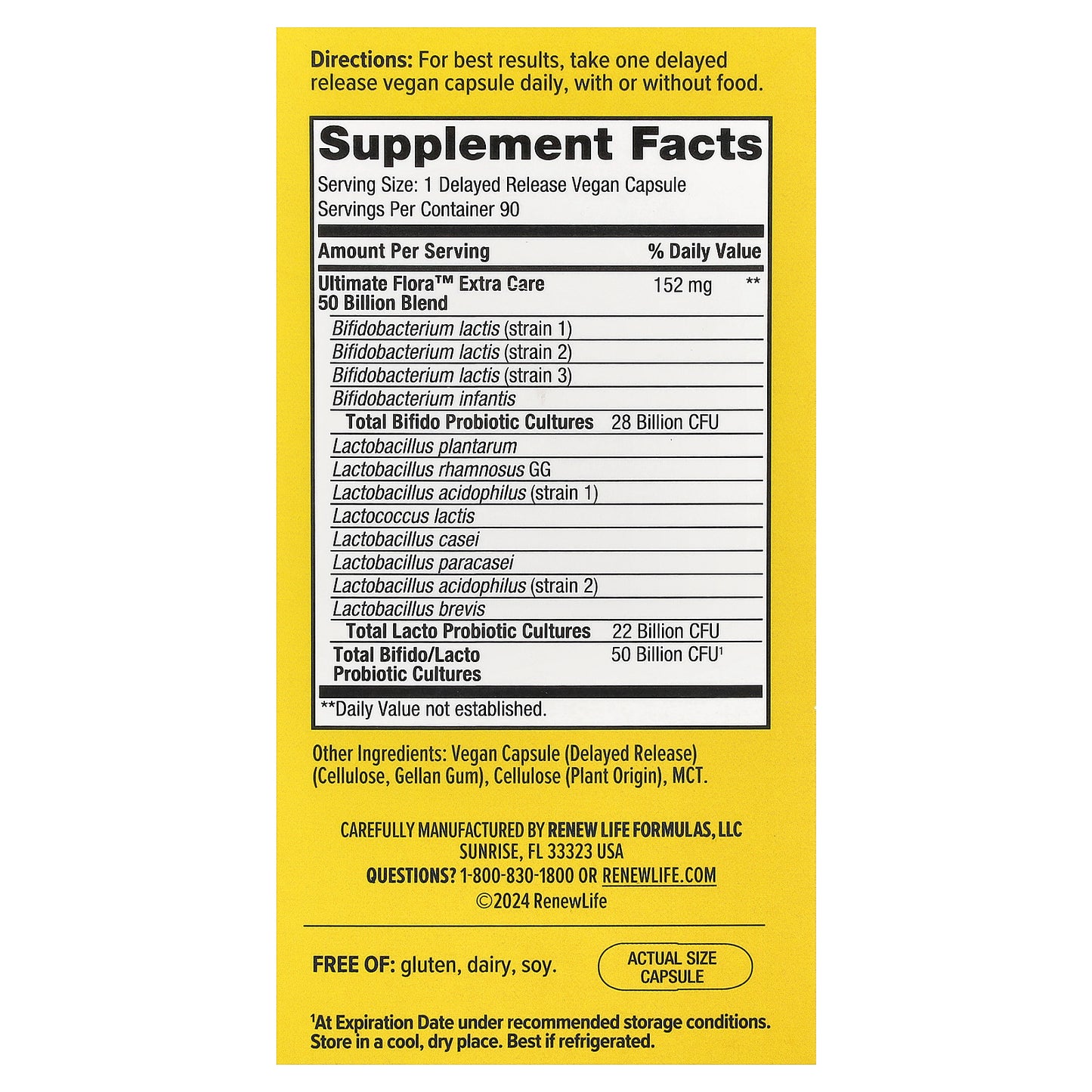 Renew Life, Ultimate Flora™ Probiotic, Extra Care, 90 Delayed Release Vegan Capsules