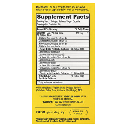 Renew Life, Ultimate Flora™ Probiotic, Extra Care, 90 Delayed Release Vegan Capsules