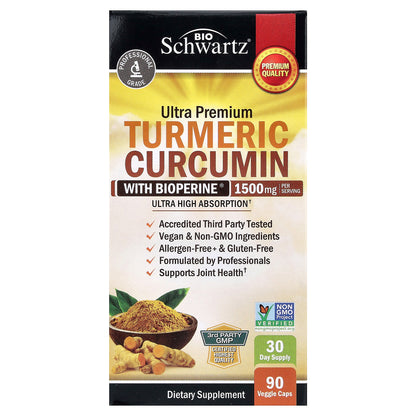 BioSchwartz, Ultra Premium Turmeric Curcumin With Bioperine®, 90 Veggie Caps