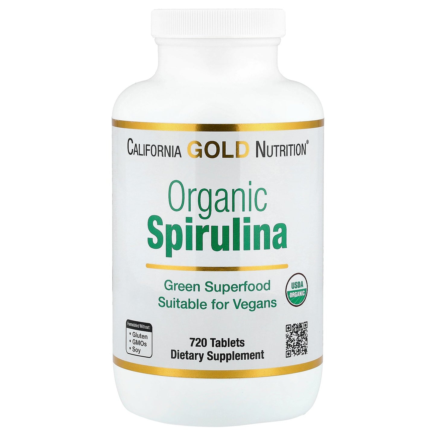 California Gold Nutrition, Organic Spirulina with Phycocyanin, Chlorophyll, and Carotenoids, 720 Tablets