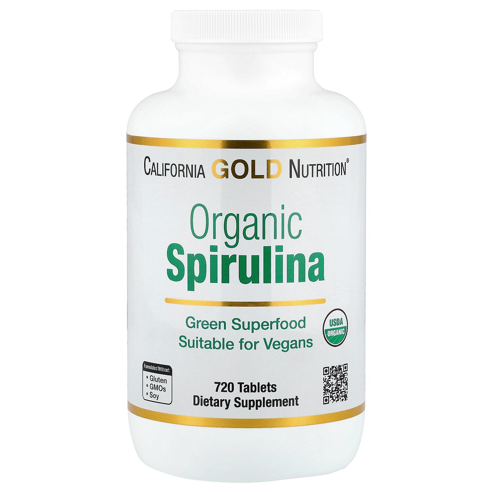 California Gold Nutrition, Organic Spirulina with Phycocyanin, Chlorophyll, and Carotenoids, 720 Tablets