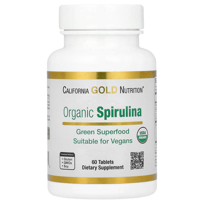 California Gold Nutrition, Organic Spirulina, 1,500 mg, 60 Tablets (500 mg per Tablet)