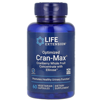 Life Extension, Optimized Cran-Max, Cranberry Whole Fruit Concentrate With Ellirose, 60 Vegetarian Capsules