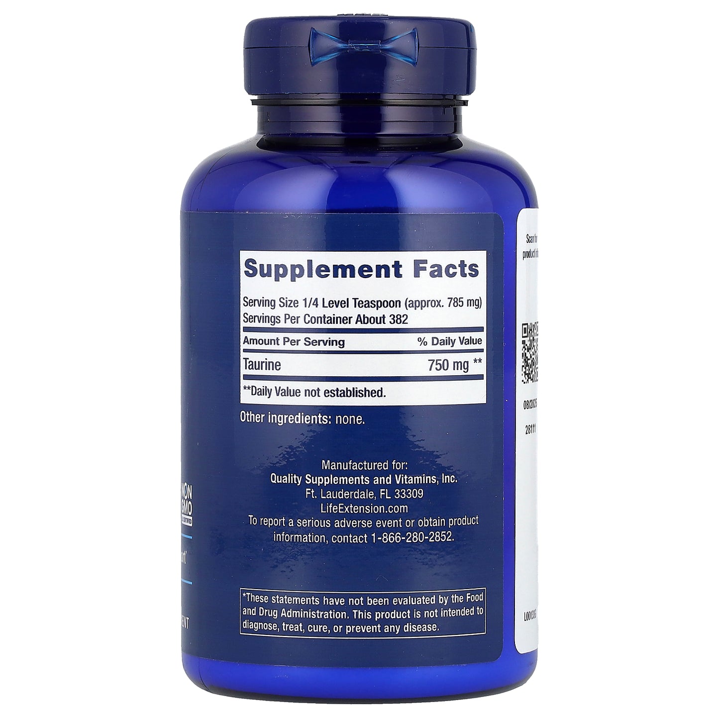 Life Extension, Taurine Powder, 10.58 oz (300 g)