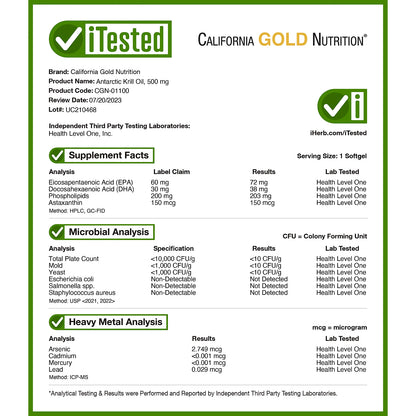 California Gold Nutrition, Antarctic Krill Oil, Omega-3 Phospholipids Complex with Astaxanthin, Natural Strawberry and Lemon, 500 mg, 30 Fish Gelatin Softgels