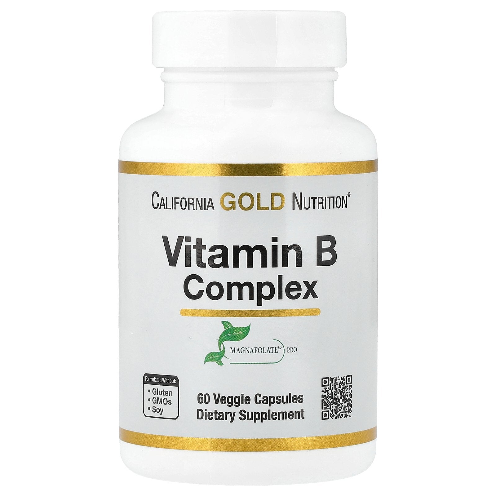 California Gold Nutrition, Vitamin B Complex with Folate, Biotin, Pantothenic Acid, and Vitamin B6, 60 Veggie Capsules
