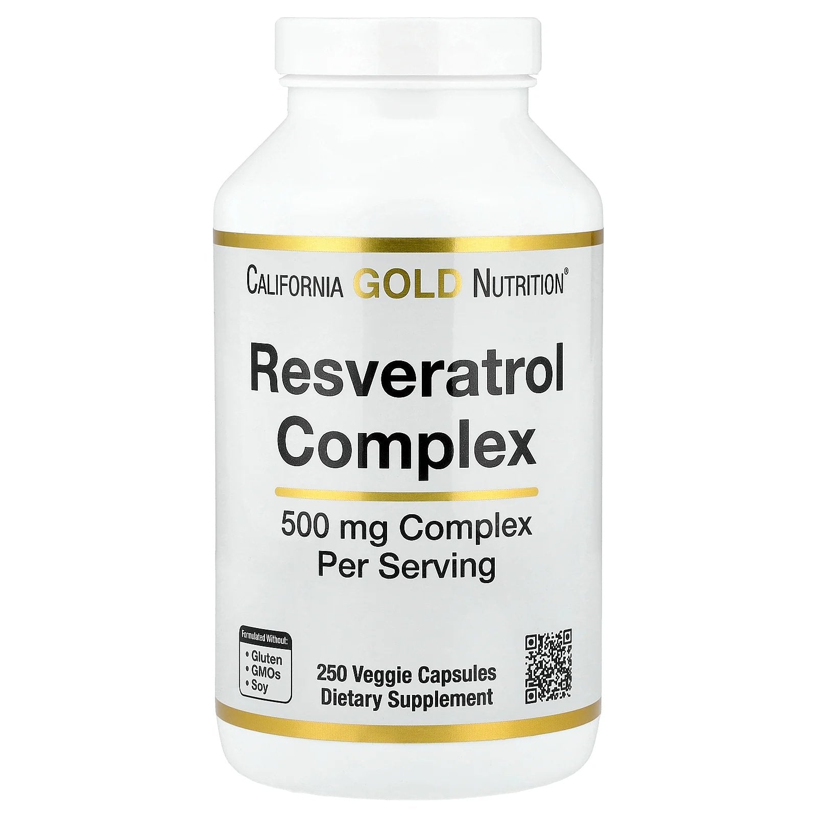 California Gold Nutrition, Resveratrol Complex with Grape Seed Extract, Red Wine Extract, and trans-Resveratrol, 250 Veggie Capsules