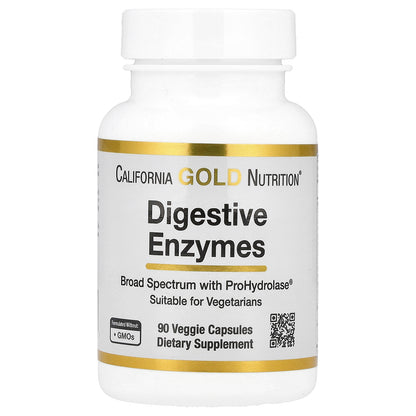 California Gold Nutrition, Digestive Enzymes with Proprietary Enzyme Blend, ProHydrolase® and Amylase Blend, 90 Veggie Capsules