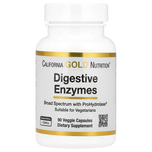 California Gold Nutrition, Digestive Enzymes with Proprietary Enzyme Blend, ProHydrolase® and Amylase Blend, 90 Veggie Capsules