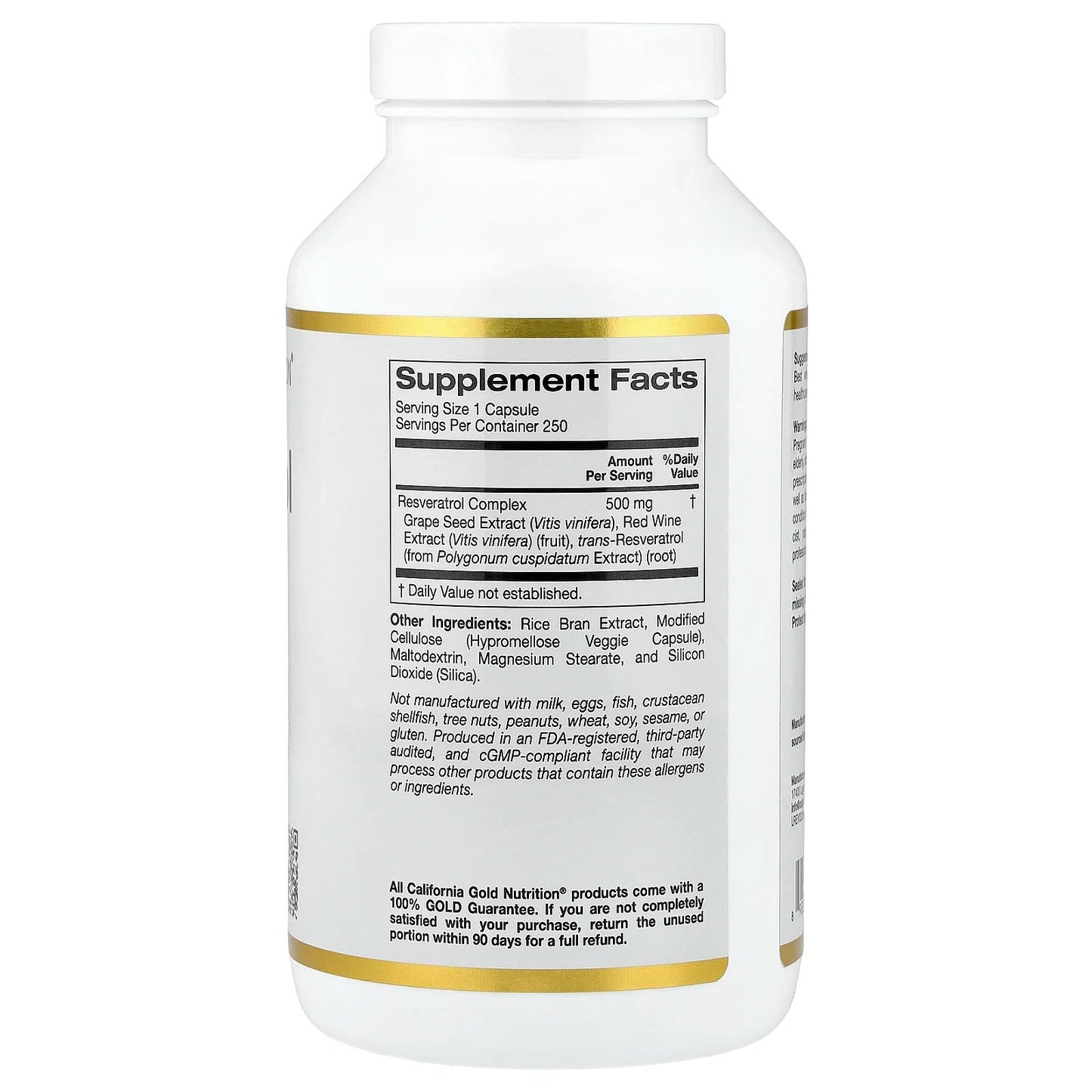 California Gold Nutrition, Resveratrol Complex with Grape Seed Extract, Red Wine Extract, and trans-Resveratrol, 250 Veggie Capsules