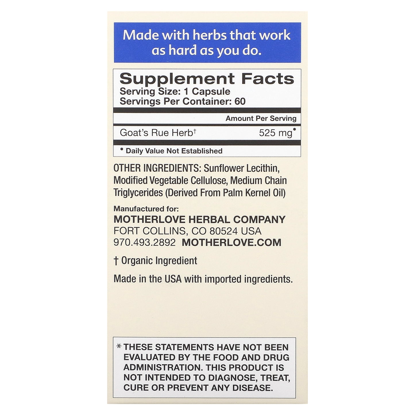 Motherlove, Breastfeeding, Goat's Rue, 60 Liquid Capsules (525 mg per Capsule)