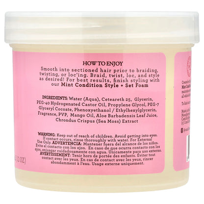 Camille Rose, Mint Condition Nourishing Braiding Gel, Extreme Hold, Sea Moss & Aloe Vera, 12 oz (355 ml)