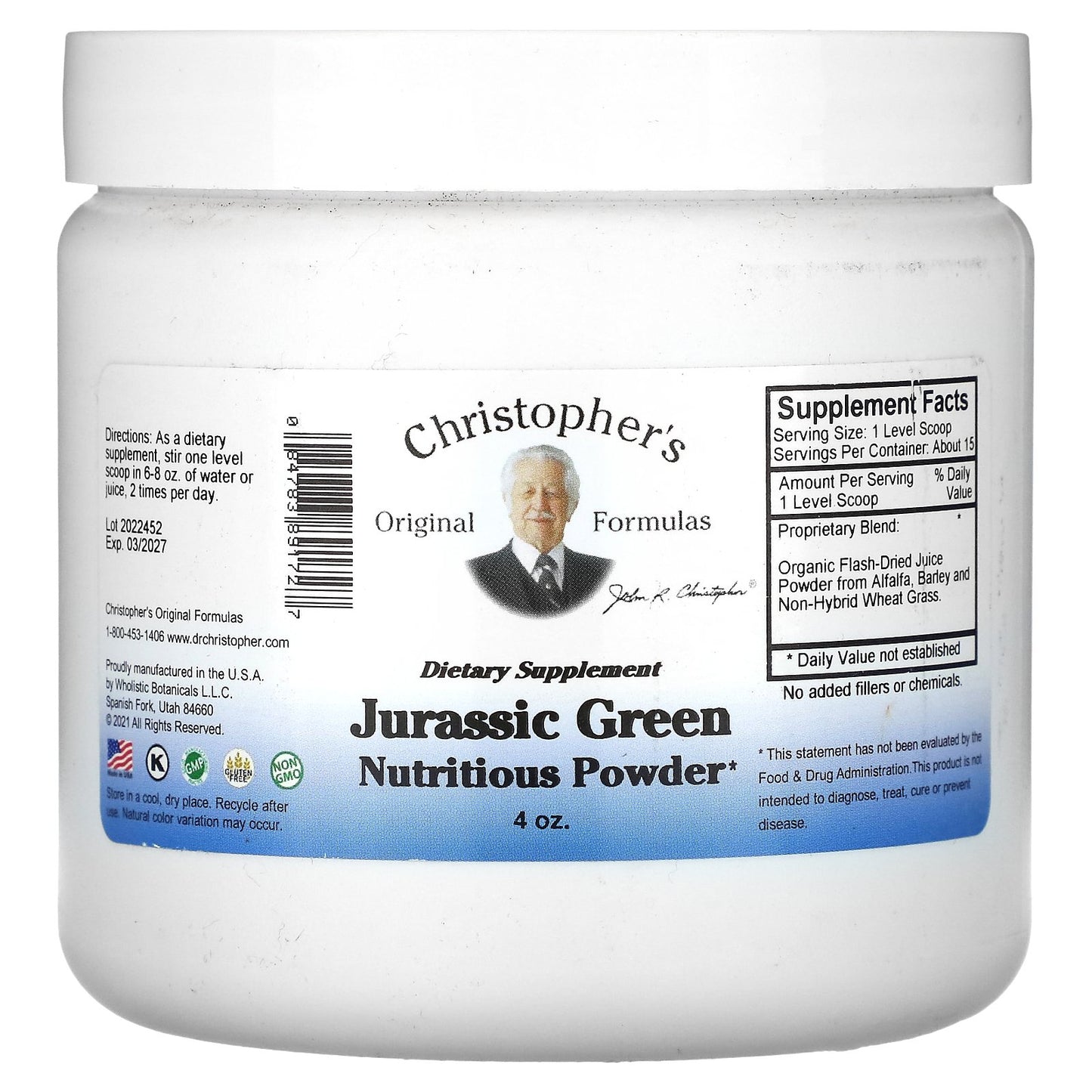 Christopher's Original Formulas, Jurassic Green, Nutritious Powder, 4 oz