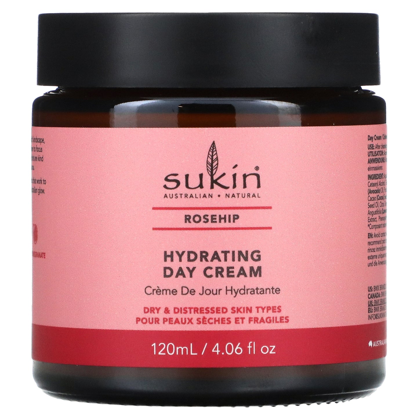 Sukin, Hydrating Day Cream, Rosehip, 4.06 fl oz (120 ml)