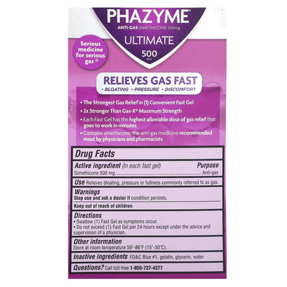 Phazyme, Ultimate, Anti-Gas Simethicone, 500 mg, 20 Fast Gels