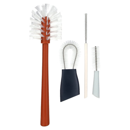 Boon, Mod, Bottle Cleaning Brush Set, 4 Brushes & 1 Vase