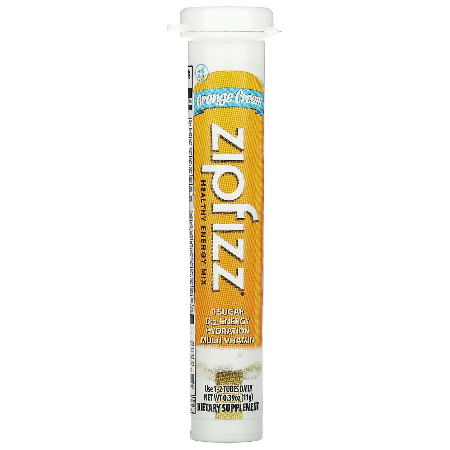 Zipfizz, Energy Drink Mix, Orange Cream, 20 Tubes, 0.39 oz (11 g) Each