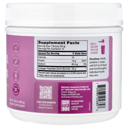 21st Century, Kalos & Splendor™ Collagen Peptides, Unflavored, 10.6 oz (300 g)