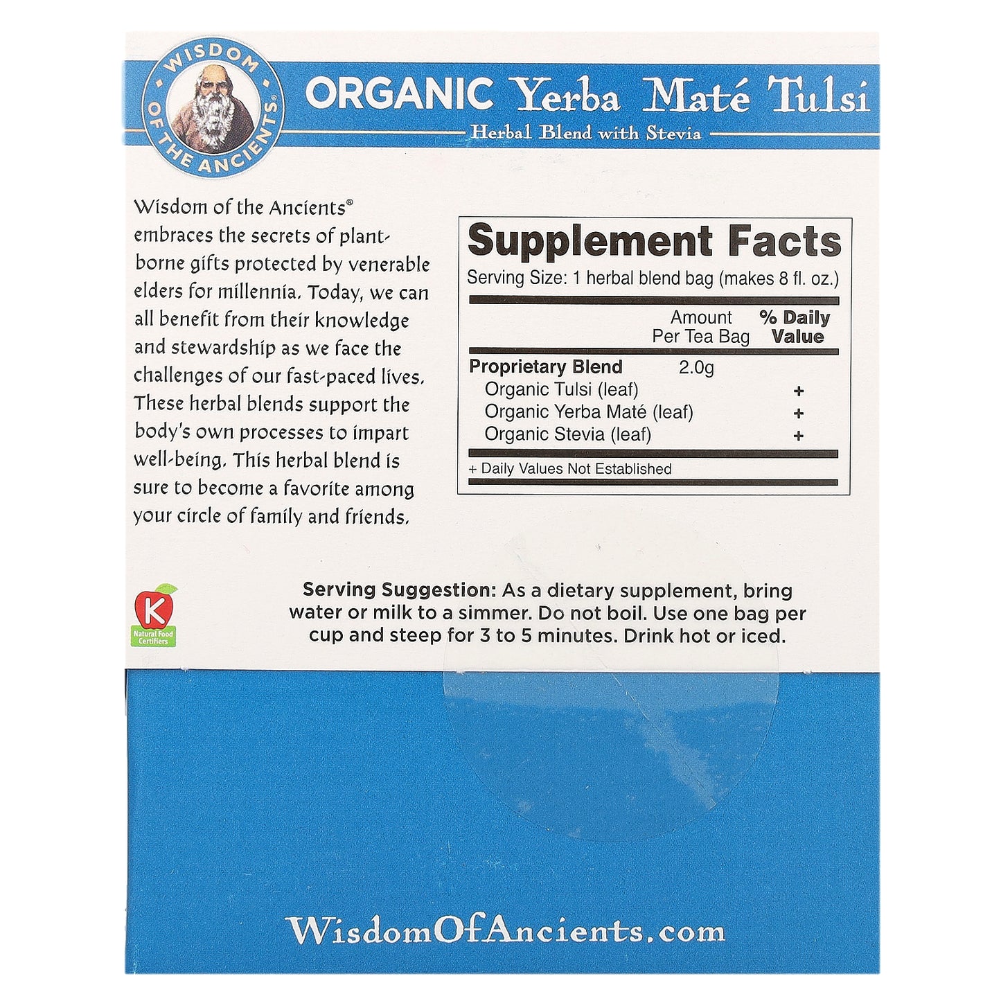 Wisdom Of The Ancient, Organic Yerba Maté Tulsi, 16 Bags, 1.1 oz (32 g)