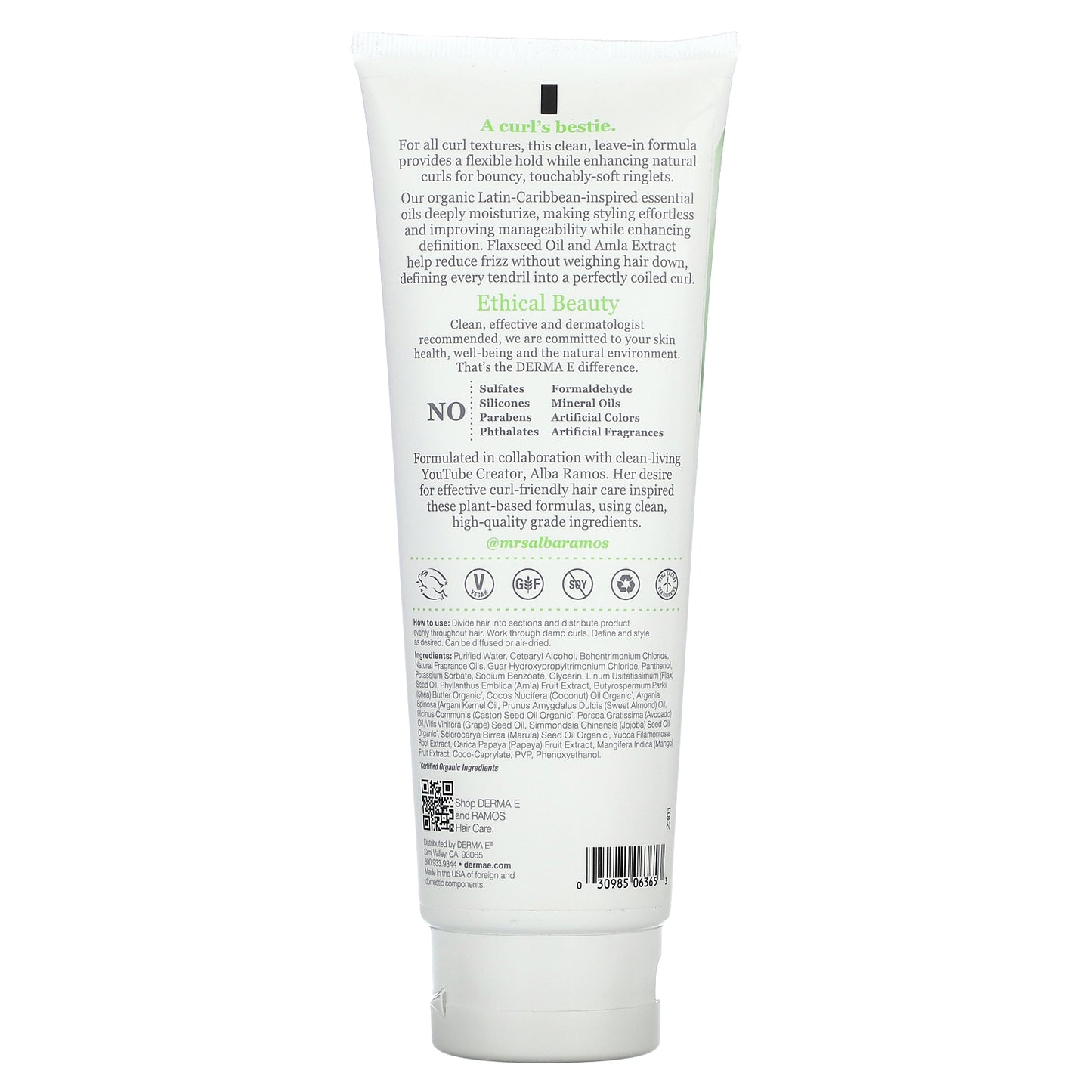 DERMA E, Ramos Clean Curls, 2-In-1 Defining Curl Cream + Leave-In, 8 fl oz (237 ml)