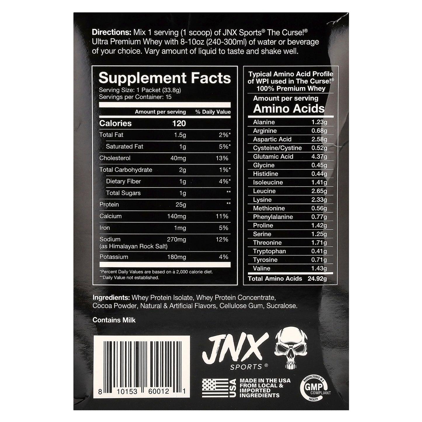 JNX Sports, The Curse, Ultra Premium Whey, Double Chocolate, 15 Packets, 1.19 oz (33.8 g) Each