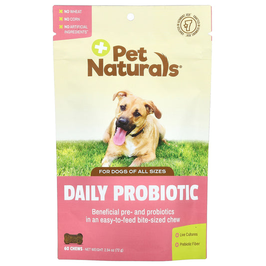 Pet Naturals, Daily Probiotic, For Dogs, All Sizes, 60 Chews, 2.54 oz (72 g)