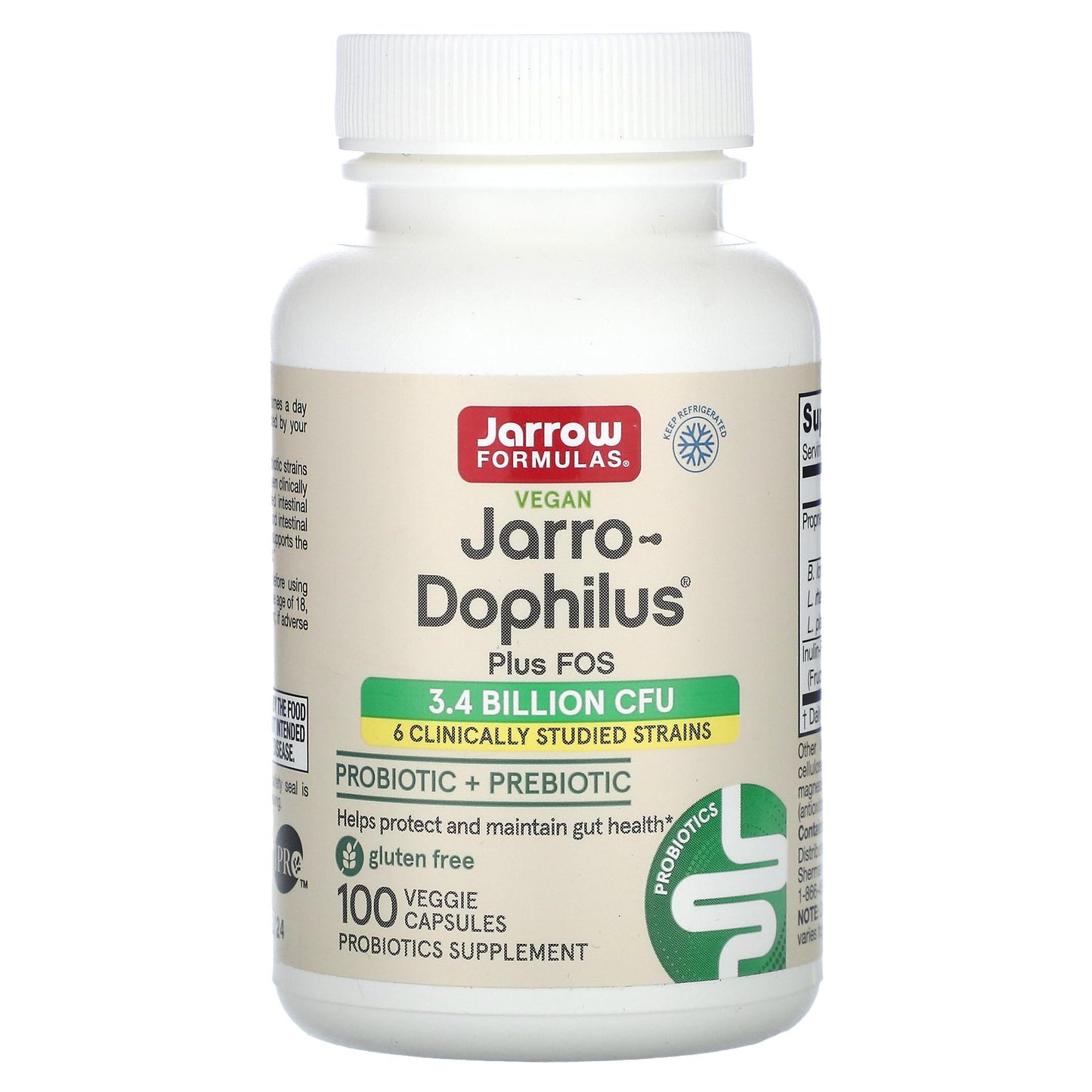 Jarrow Formulas, Vegan Jarro-Dophilus® Plus FOS, 100 Veggie Capsules