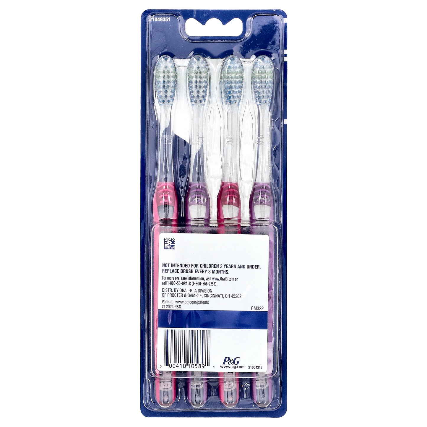 Oral-B, Advanced Clean Toothbrush, Medium, 4 Pack