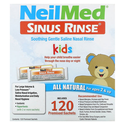 NeilMed, Kids, Sinus Rinse, Ages 2 +, 120 Premixed Sachets, 0.037 oz (1.04 g) Each