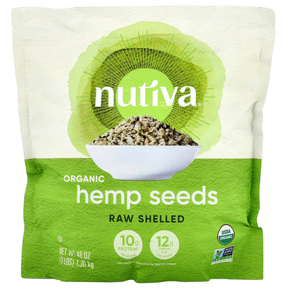 Nutiva, Organic Hemp Seeds, Raw Shelled, 3 lbs (1.36 kg)