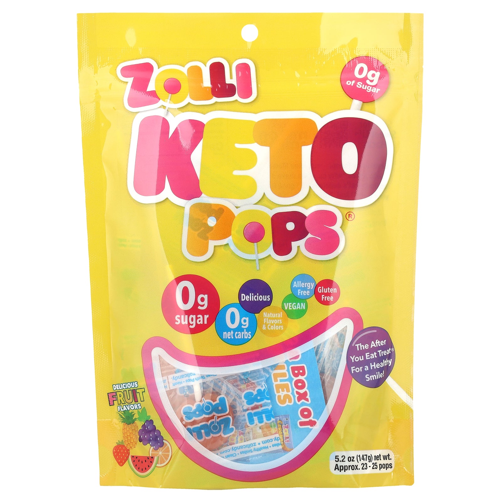 Zollipops, Keto Pops®, Fruit, Approx. 23-25 Pops, 5.2 oz (147 g)