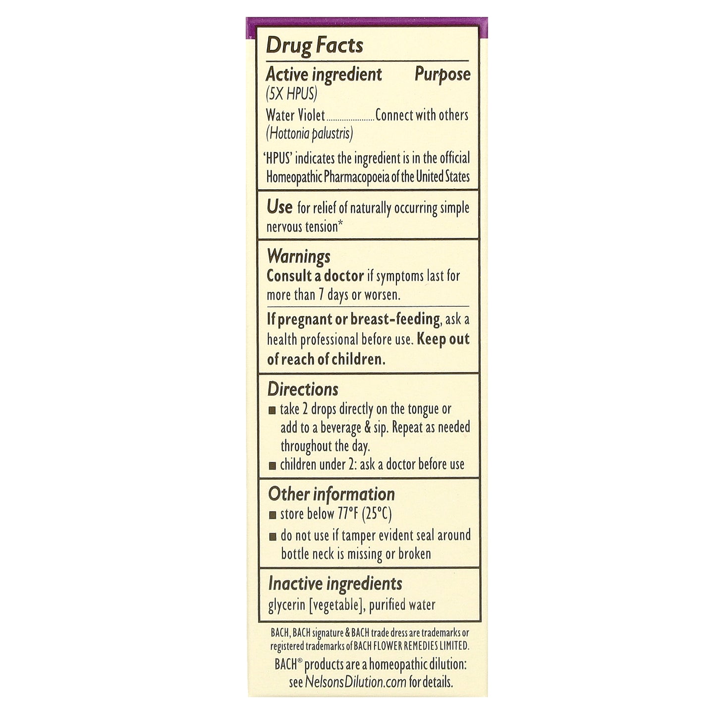 Bach, Original Flower Remedies, Water Violet, 0.35 fl oz (10 ml)