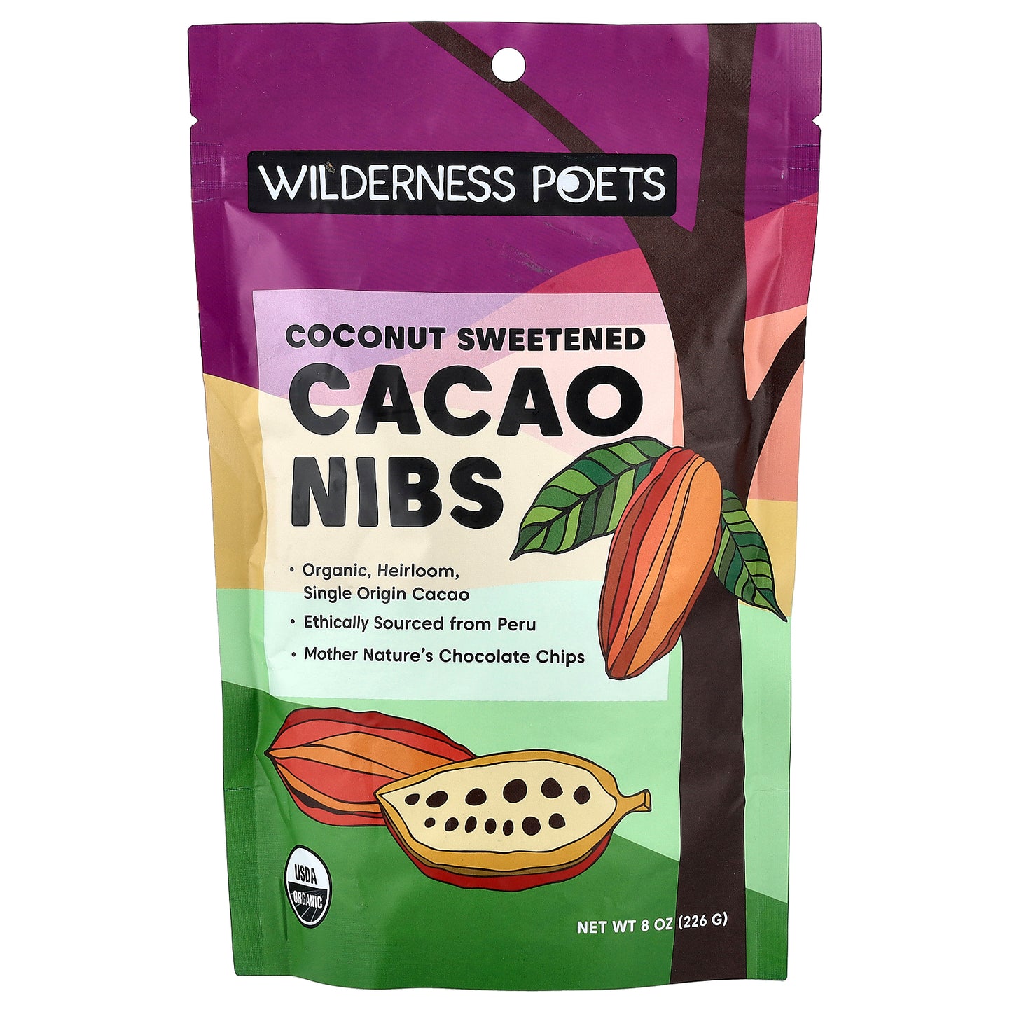 Wilderness Poets, Organic Coconut Sweetened Cacao Nibs, 8 oz (226 g)