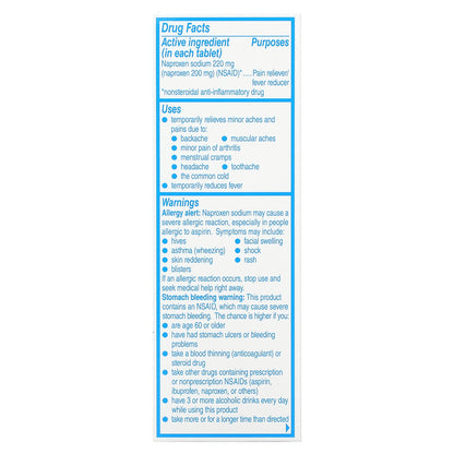 Aleve, Naproxen Sodium Tablets, Back & Muscle Pain, 220 mg, 90 Tablets