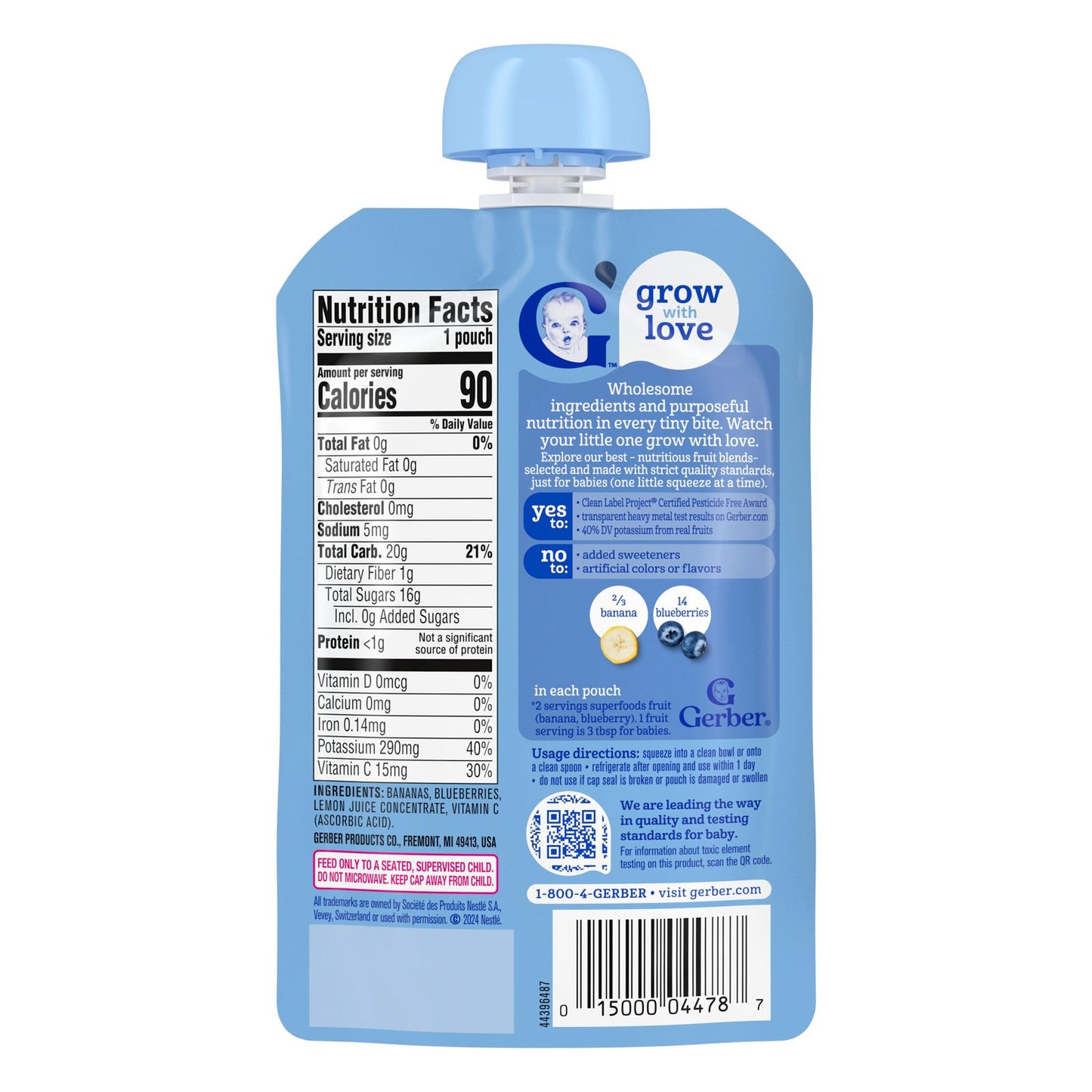 Gerber, 2nd Foods®, Puree, Sitter, Banana & Blueberry, 3.5 oz (99 g)