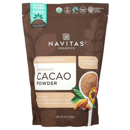 Navitas Organics, Organic Cacao Powder, Unsweetened, 24 oz (680 g)