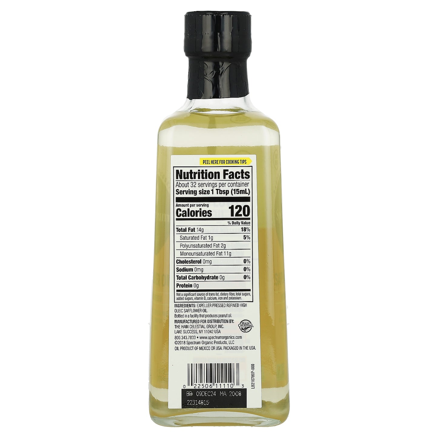 Spectrum Culinary, Safflower Oil, Expeller Pressed, 16 fl oz (473 ml)