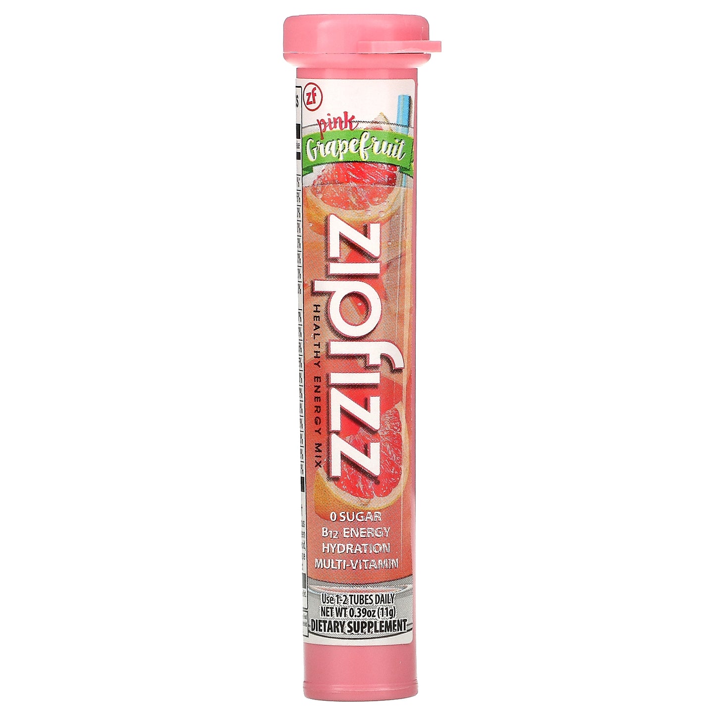 Zipfizz, Energy Drink Mix, Pink Grapefruit, 20 Tubes, 0.39 oz (11 g) Each