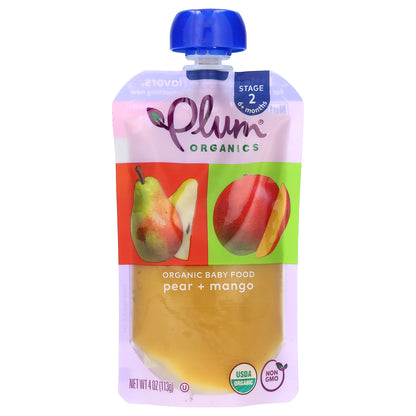 Plum Organics, Organic Baby Food, 6+ Months, Pear & Mango, 4 oz (113 g)