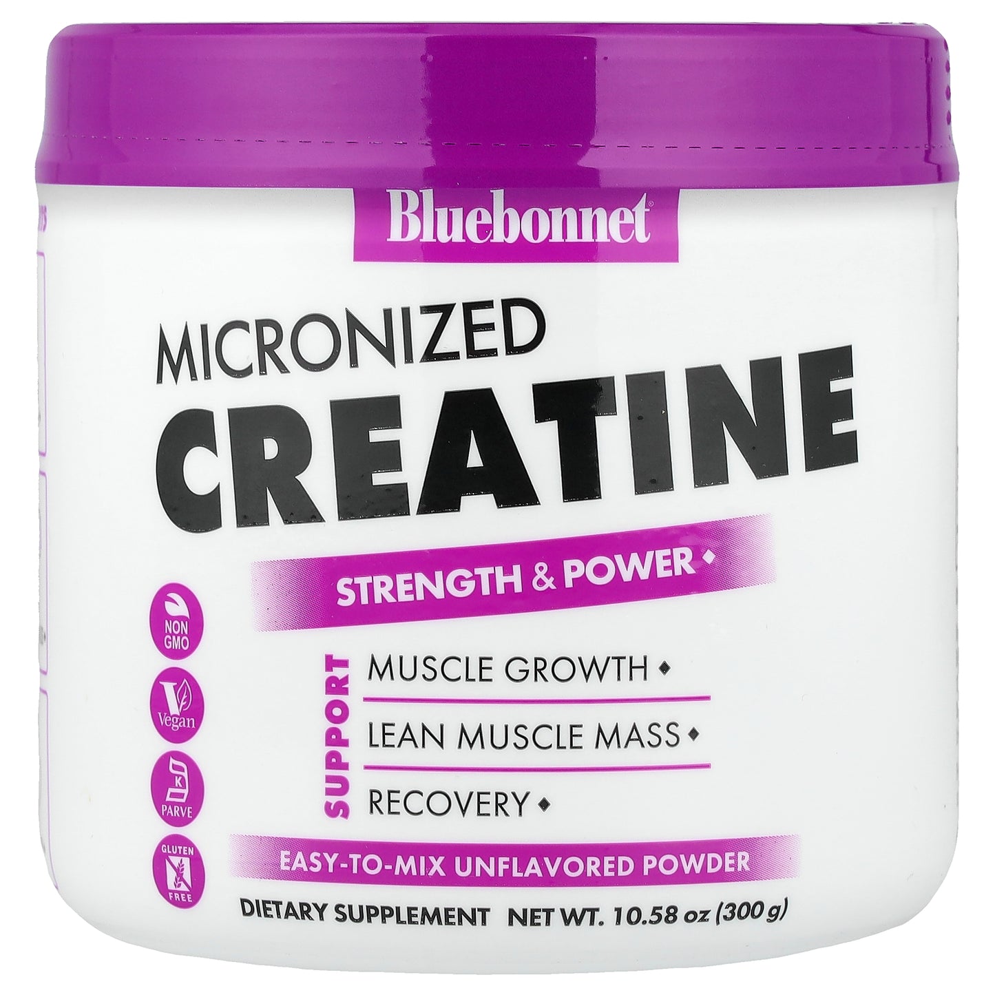 Bluebonnet Nutrition, Micronized Creatine Powder, Unflavored, 10.58 oz (300 g)