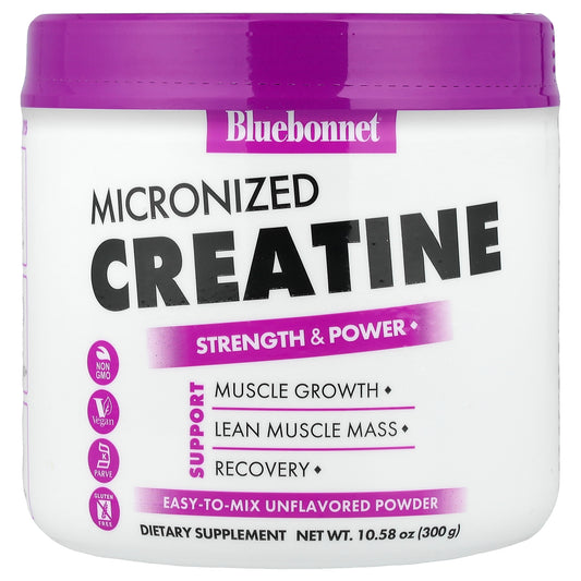 Bluebonnet Nutrition, Micronized Creatine Powder, Unflavored, 10.58 oz (300 g)