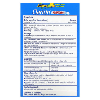 Claritin, Non-Drowsy, RediTabs, Ages 6+, 10 mg, 30 Orally Disintegrating Tablets