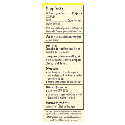 Bach, Original Flower Remedies, Wild Oat, 0.35 fl oz (10 ml)