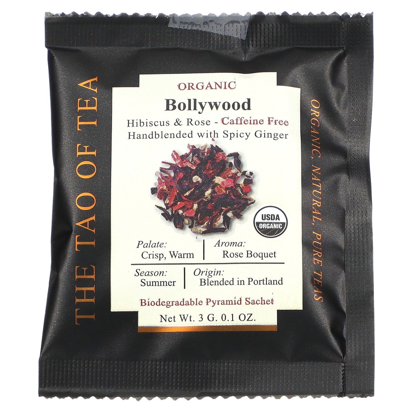 The Tao of Tea, Hibiscus & Rose Tea, Organic Bollywood, Caffeine Free, 15 Pyramid Sachets, 1.58 oz (45 g)