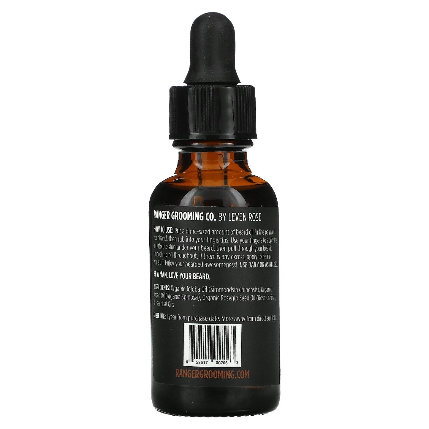 Leven Rose, 100% Pure Organic Beard Oil, Spiced Sandalwood, 1 fl oz (30 ml)