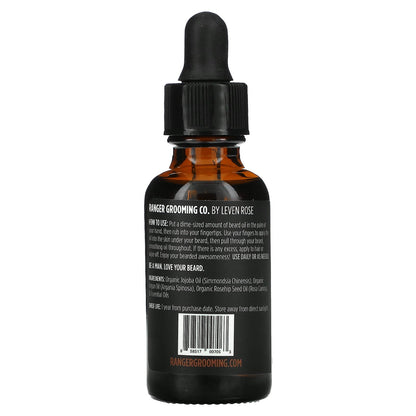 Leven Rose, 100% Pure Organic Beard Oil, Spiced Sandalwood, 1 fl oz (30 ml)