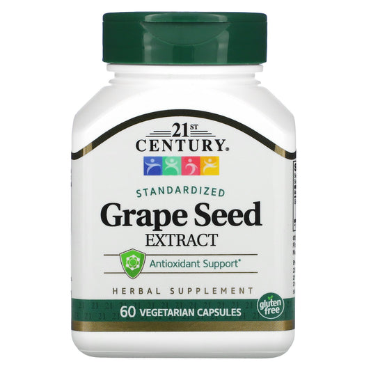 21st Century, Grape Seed Extract, Standardized, 100 mg, 60 Vegetarian Capsules (50 mg per Capsule)