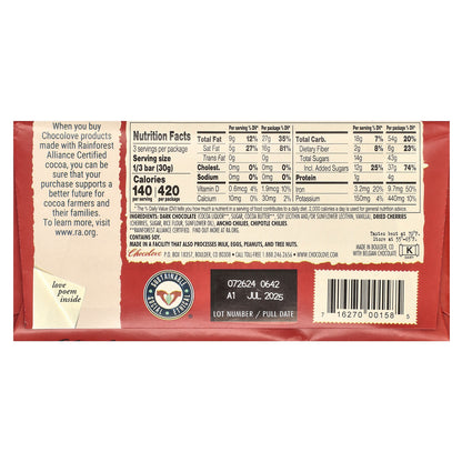 Chocolove, Chilies & Cherries in Dark Chocolate, 55% Cacao, 3.2 oz (90 g)