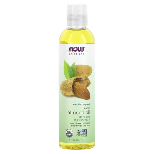 NOW Foods, Solutions, Certified Organic Sweet Almond Oil, 8 fl oz (237 ml)